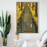 Stream In The Forest Framed Canvas Prints Wall Art, Floating Frame, Large Canvas Home Decor