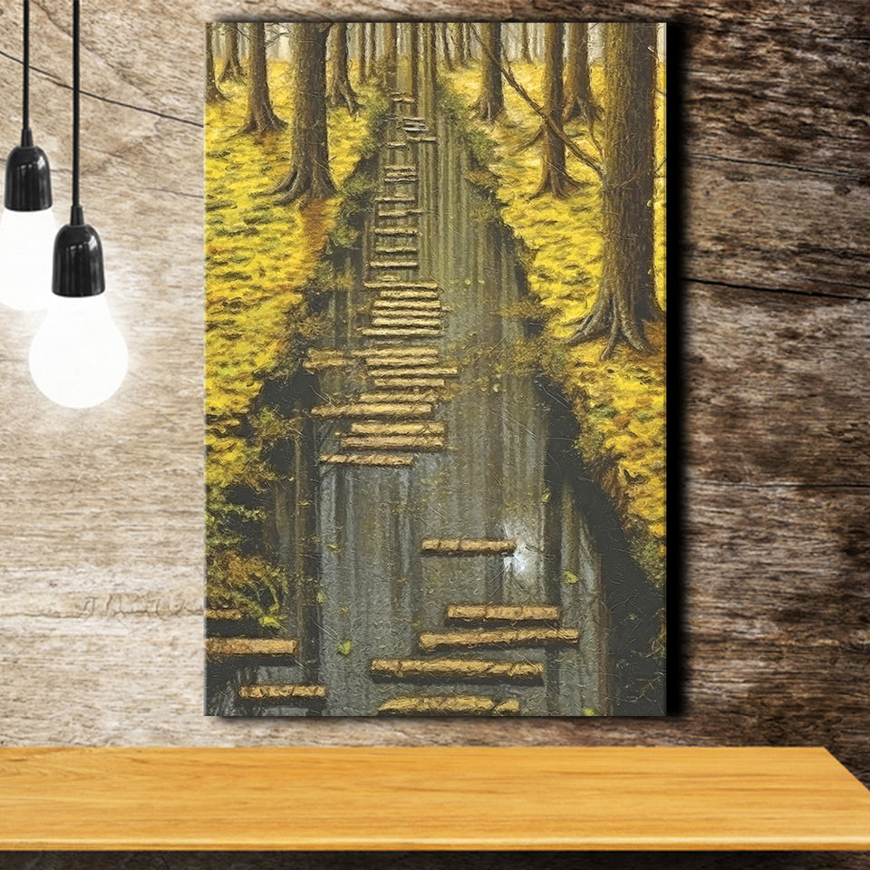 Stream In The Forest Canvas Prints Wall Art, Home Living Room Decor, Large Canvas