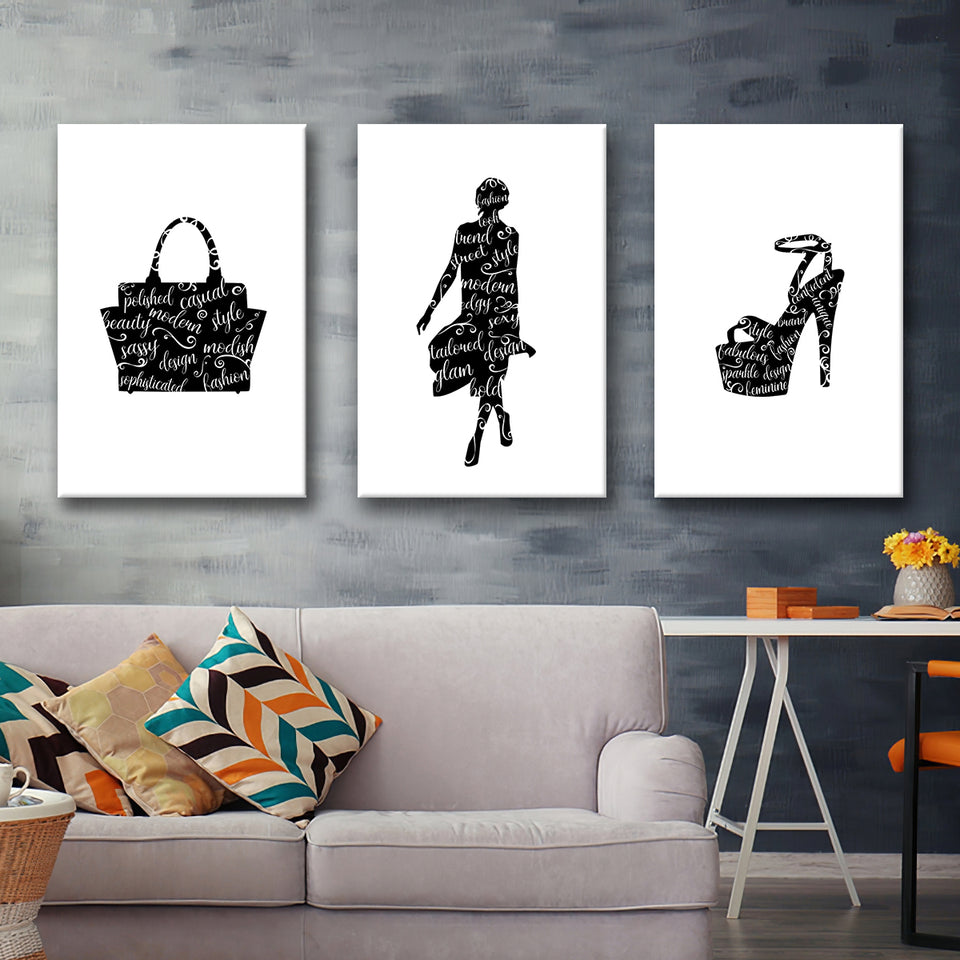 Stylish Fashion Canvas Set of 3 Piece Canvas Prints Wall Art Decor