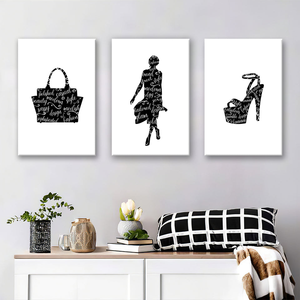 Stylish Fashion Canvas Set of 3 Piece Canvas Prints Wall Art Decor