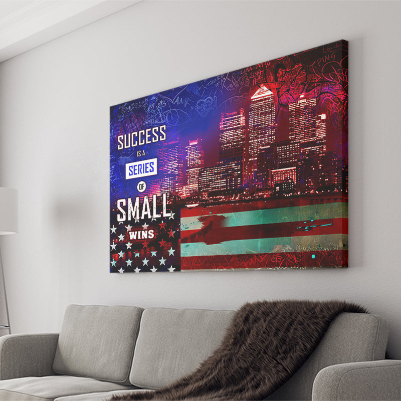 Success Is A Series Of Small Wins Canvas Prints Wall Art - Painting Canvas,Office Business Motivation Art, Wall Decor