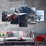 Sukhoi Su 27 Flanker Fighter Aircraft 5 Piece Canvas Prints Wall Art Decor - Painting Canvas, Multi Panels