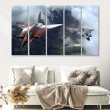 Sukhoi Su 27 Flanker Fighter Aircraft 5 Piece B Canvas Prints Wall Art Decor - Painting Canvas, Multi Panels