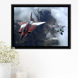 Sukhoi Su 27 Flanker Fighter Aircraft Framed Canvas Prints Wall Art Decor - Painting Canvas, Black Framed Picture