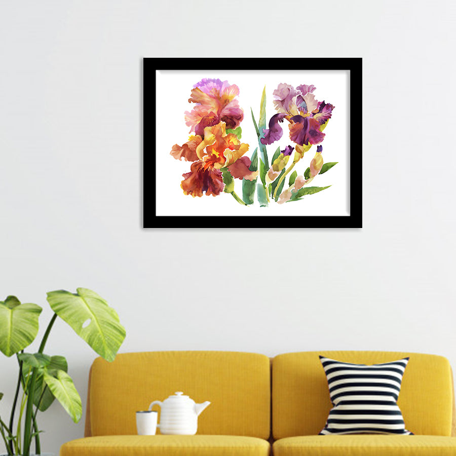 Summer Garden Iris Flowers Framed Wall Art - Framed Prints, Art Prints, Print for Sale, Painting Prints