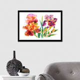 Summer Garden Iris Flowers Framed Wall Art - Framed Prints, Art Prints, Print for Sale, Painting Prints