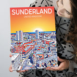 Sunderland UK Art Sunset Night Art Print ,City Art Print, Large Canvas, Canvas Print Wall Art Home Decor