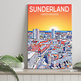 Sunderland UK Art Sunset Night Art Print ,City Art Print, Large Canvas, Canvas Print Wall Art Home Decor