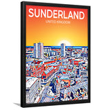 Sunderland UK Art Sunset Night Art Print, City Art Print, Framed Art Print Wall Art Home Decor, Framed Picture