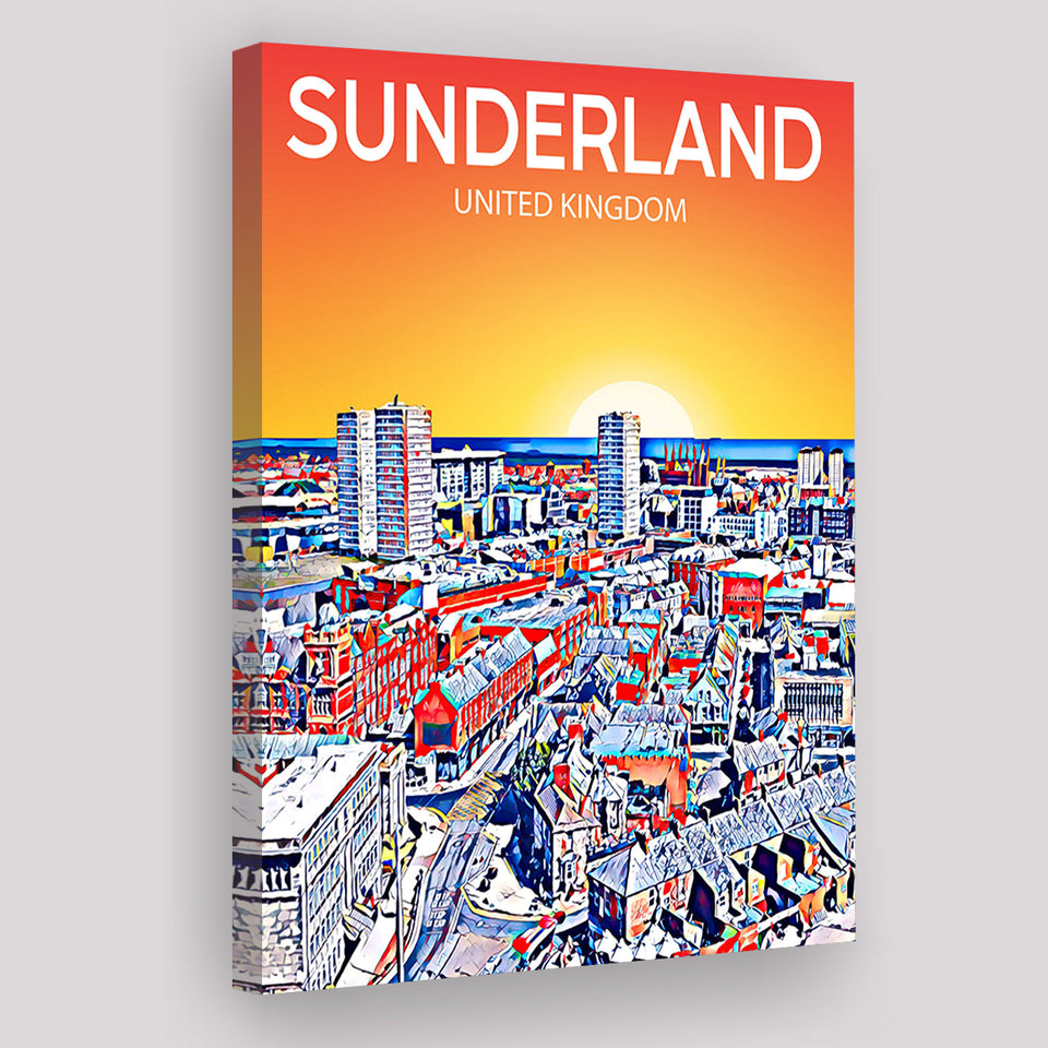 Sunderland UK Art Sunset Night Art Print ,City Art Print, Large Canvas, Canvas Print Wall Art Home Decor