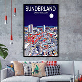 Sunderland UK Art Night Art Print, City Art Print, Framed Art Print Wall Art Home Decor, Framed Picture