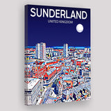 Sunderland UK Art Night Art Print ,City Art Print, Large Canvas, Canvas Print Wall Art Home Decor