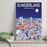 Sunderland UK Art Night Art Print ,City Art Print, Large Canvas, Canvas Print Wall Art Home Decor