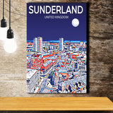 Sunderland UK Art Night Art Print ,City Art Print, Large Canvas, Canvas Print Wall Art Home Decor