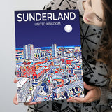 Sunderland UK Art Night Art Print ,City Art Print, Large Canvas, Canvas Print Wall Art Home Decor