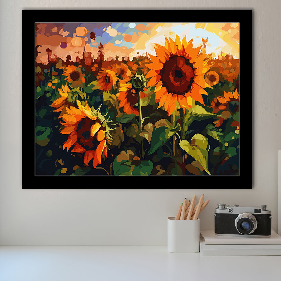 Sunflower Field At Sunrise Framed Art Prints Wall Decor, Framed Picture, Large Art Prints