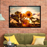 Sunflower Sunset Framed Art Prints Wall Decor - Painting Art, Black Frame, Home Decor, Prints for Sale
