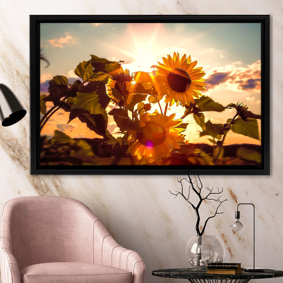 Sunflower Sunset Framed Canvas Prints - Painting Canvas, Art Prints,  Wall Art, Home Decor, Prints for Sale