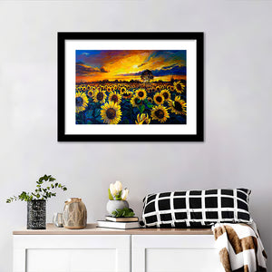 Sunflower Field Framed Wall Art - Framed Prints, Art Prints, Home Decor, Painting Prints