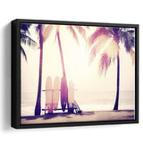 Sunny Beach With Palm Trees Framed Canvas Prints Wall Art Decor - Paiting Canvas, Art Prints, Floating Frame