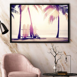 Sunny Beach With Palm Trees Framed Canvas Prints Wall Art Decor - Paiting Canvas, Art Prints, Floating Frame