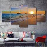 Sunrise Over The Pacific Ocean At The Beach Of The Lanikai Hawaii 5 Pieces Canvas Prints Wall Art - Painting Canvas, Multi Panels, Wall Decor
