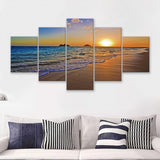 Sunrise Over The Pacific Ocean At The Beach Of The Lanikai Hawaii 5 Pieces Canvas Prints Wall Art - Painting Canvas, Multi Panels, Wall Decor