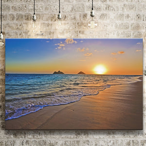 Sunrise Over The Pacific Ocean At The Beach Of The Lanikai Hawaii Canvas Prints Wall Art - Painting Canvas, Wall Decor, Home Decor, For Sale