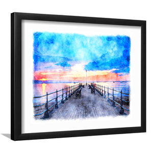 Sunrise At Swanage Pier Framed Wall Art - Framed Prints, Art Prints, Home Decor, Painting Prints