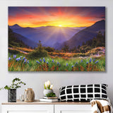Sunrise In A Mountain, Beautiful Scene Art Canvas Prints Wall Art, Home Living Room Decor, Large Canvas