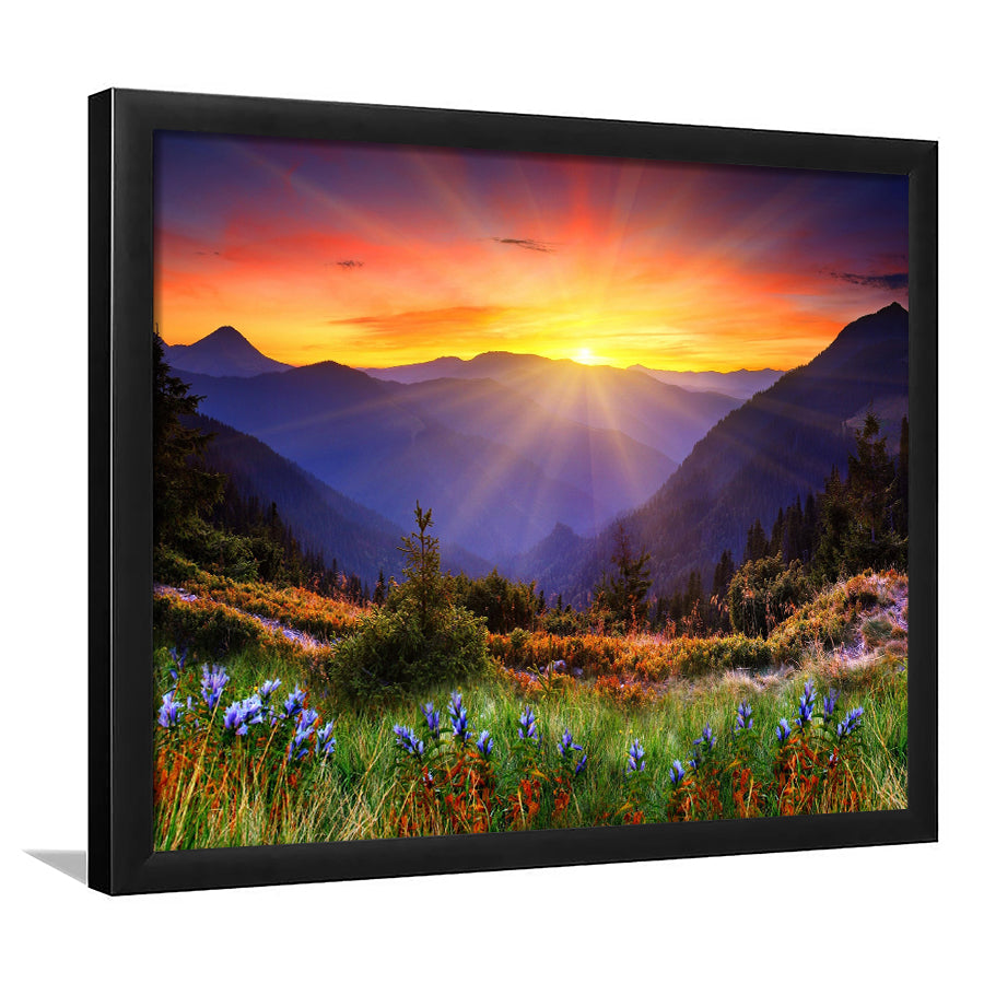 Sunrise In A Mountain, Beautiful Scene Art Framed Art Prints Wall Decor, Framed Picture, Large Art Prints