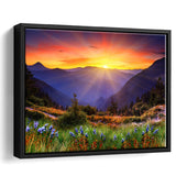 Sunrise In A Mountain, Beautiful Scene Art Framed Canvas Prints Wall Art, Floating Frame, Large Canvas Home Decor