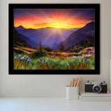 Sunrise In A Mountain, Beautiful Scene Art Framed Art Prints Wall Decor, Framed Picture, Large Art Prints