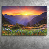 Sunrise In A Mountain, Beautiful Scene Art Canvas Prints Wall Art, Home Living Room Decor, Large Canvas