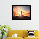 Sunset Cross Framed Ar Prints - Painting Art, Framed Painting, Prints for Sale, Black Framed, Wall Art, Wall Decor