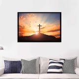 Sunset Cross Framed Ar Prints - Painting Art, Framed Painting, Prints for Sale, Black Framed, Wall Art, Wall Decor