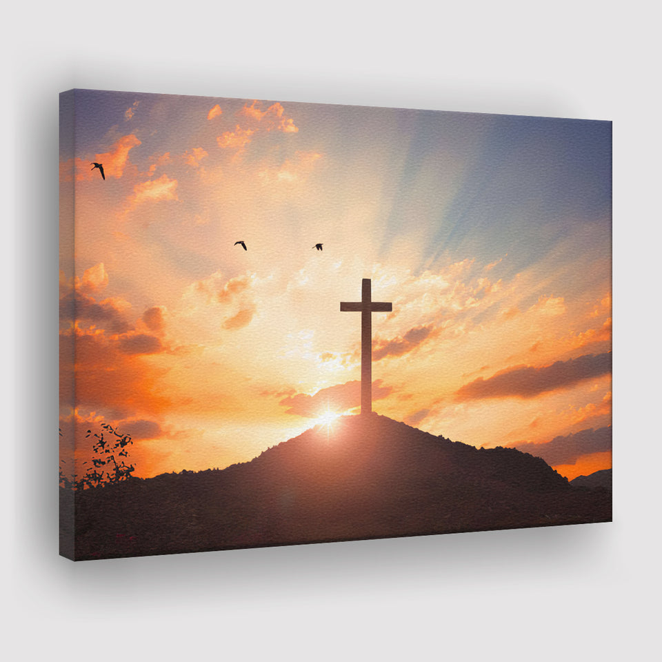 Sunset Cross Canvas Prints - Painting Canvas, Canvas Art, Prints for Sale, Wall Art, Wall Decor