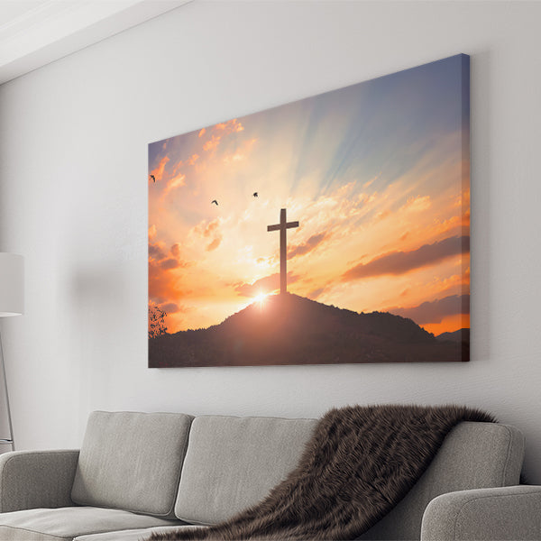 Sunset Cross Canvas Prints - Painting Canvas, Canvas Art, Prints for Sale, Wall Art, Wall Decor