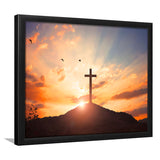 Sunset Cross Framed Ar Prints - Painting Art, Framed Painting, Prints for Sale, Black Framed, Wall Art, Wall Decor