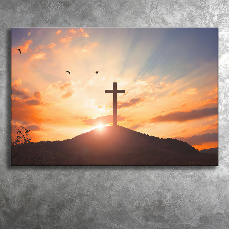 Sunset Cross Canvas Prints - Painting Canvas, Canvas Art, Prints for Sale, Wall Art, Wall Decor