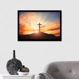 Sunset Cross Framed Ar Prints - Painting Art, Framed Painting, Prints for Sale, Black Framed, Wall Art, Wall Decor