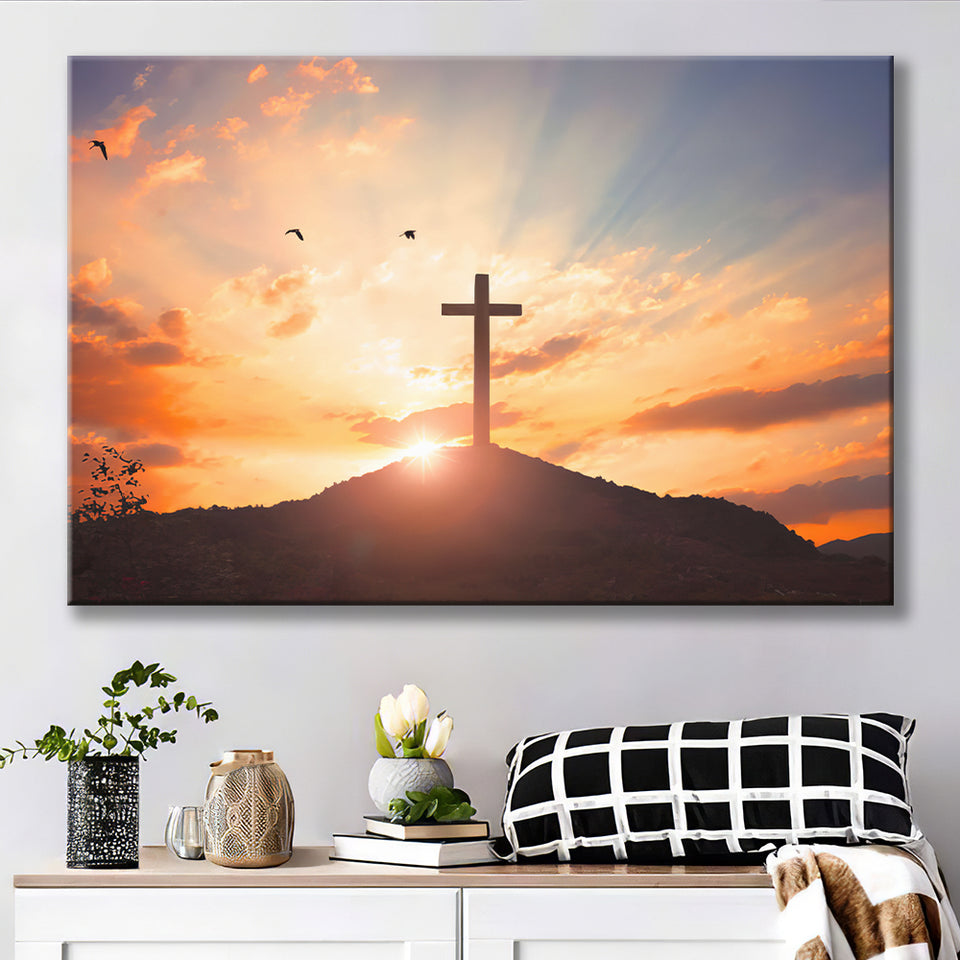 Sunset Cross Canvas Prints - Painting Canvas, Canvas Art, Prints for Sale, Wall Art, Wall Decor