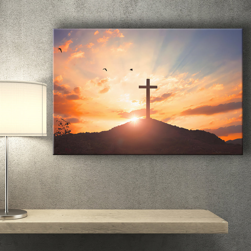 Sunset Cross Canvas Prints - Painting Canvas, Canvas Art, Prints for Sale, Wall Art, Wall Decor