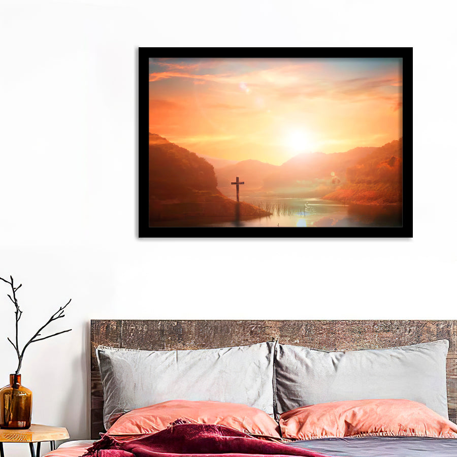 Sunset Faith Framed Ar Prints - Painting Art, Framed Painting, Prints for Sale, Black Framed, Wall Art, Wall Decor
