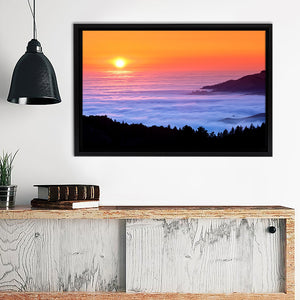 Sunset Mountains Sea Framed Canvas Wall Art - Canvas Prints, Prints For Sale, Painting Canvas,Framed Prints
