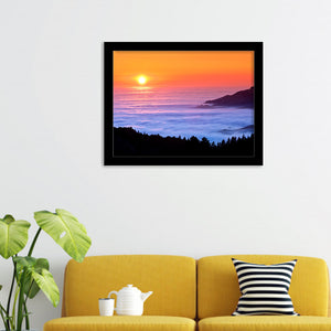 Sunset Mountains Sea Framed Art Prints - Framed Prints, Prints For Sale, Painting Prints,Wall Art Decor
