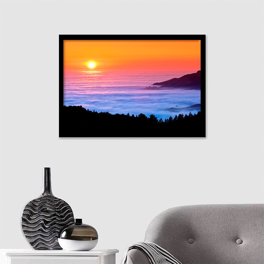 Sunset Mountains Sea Framed Art Prints - Framed Prints, Prints For Sale, Painting Prints,Wall Art Decor