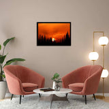 Sunset Orange Forest-Forest art, Art print, Plexiglass Cover