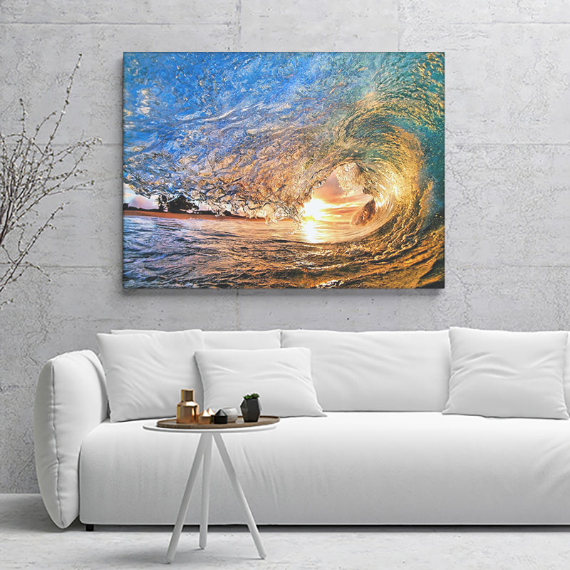 Sunset Sea Wave Beauty Canvas Wall Art - Canvas Prints, Prints For Sale, Painting Canvas,Canvas On Sale