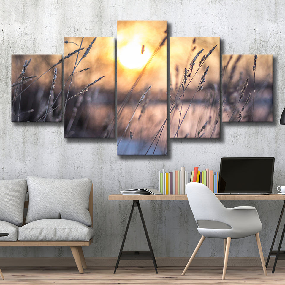 Sunset Wall Art 5 Piece Canvas Prints Wall Art Decor, Multi Panels, Mixed Canvas